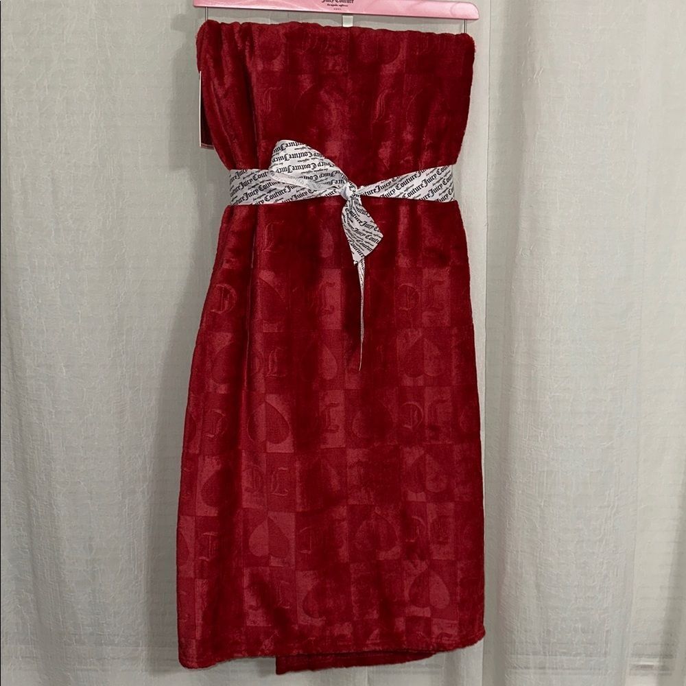 Juicy Couture Chili Red Plush Blanket Throw with a Hanger JC Heart Checkered